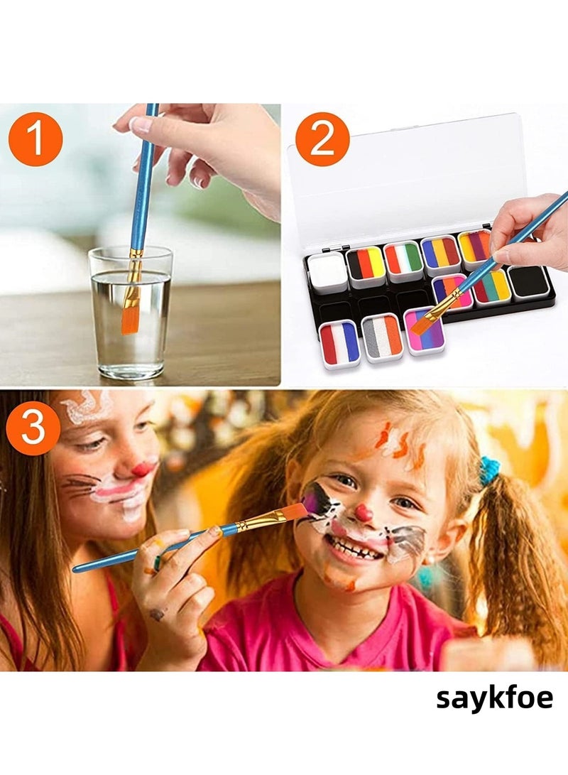 saykfoe 30 Colors Body Face Paint Cosplay Makeup Palette Kit, Professional Face Painting Kit for Kids & Adults, Red Black White Special Effects Paints Palette for Halloween with 3 Brushes  - Image 3