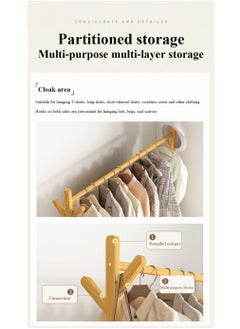 XiuWoo Multifunctional Bamboo Clothes Rack Garment Rack Clothes Organizer Coat Hanging Rack With Cloth Basket for Balcony Home Bedroom Living Room  - Image 2