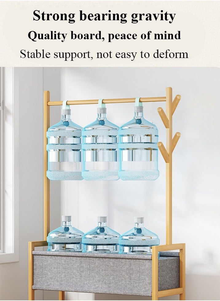 XiuWoo Multifunctional Bamboo Clothes Rack Garment Rack Clothes Organizer Coat Hanging Rack With Cloth Basket for Balcony Home Bedroom Living Room  - Image 3