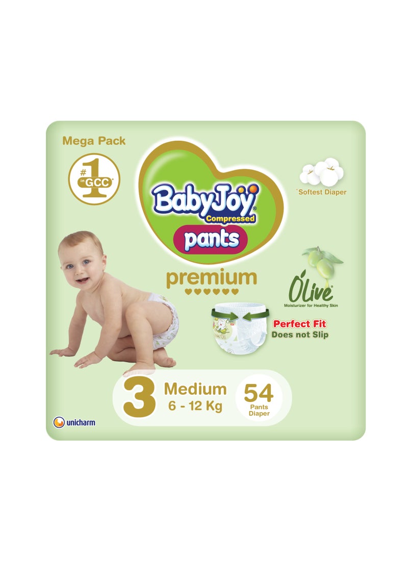 BabyJoy Olive Pants, Size 3, Medium, 6-12 Kg, Mega Pack, 54 Diapers - Image 1