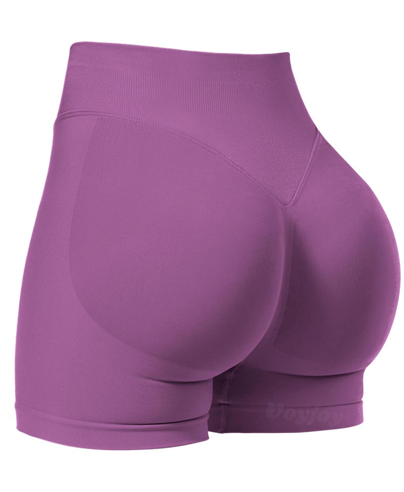VOYJOY Women Workout Impact Shorts 2.5"/ 3.6"/ 4.5"/ 6" Scrunch Butt Lifting Gym Seamless Booty Biker Shorts Rose Purple - Image 1