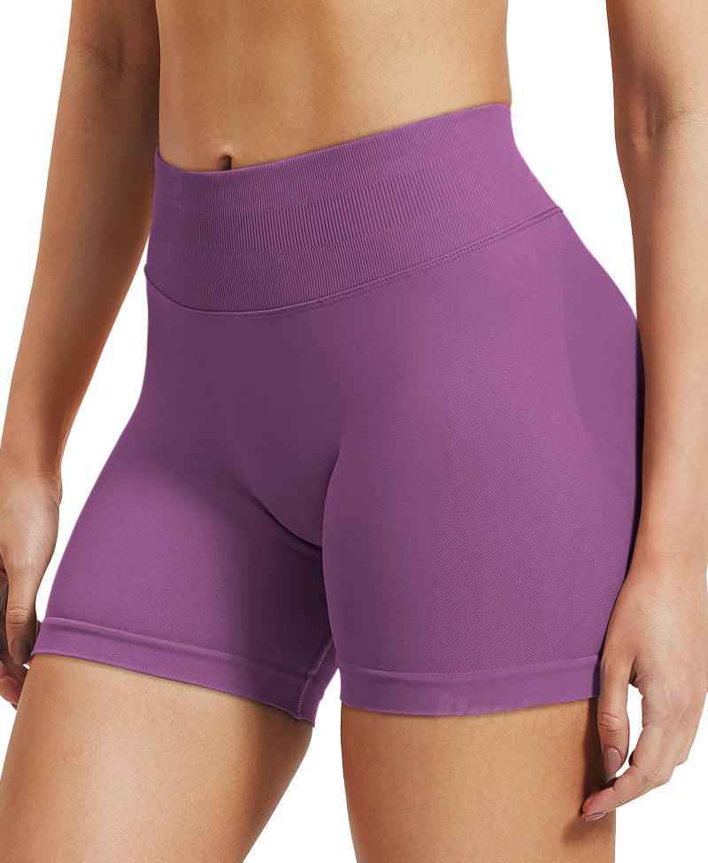 VOYJOY Women Workout Impact Shorts 2.5"/ 3.6"/ 4.5"/ 6" Scrunch Butt Lifting Gym Seamless Booty Biker Shorts Rose Purple - Image 3