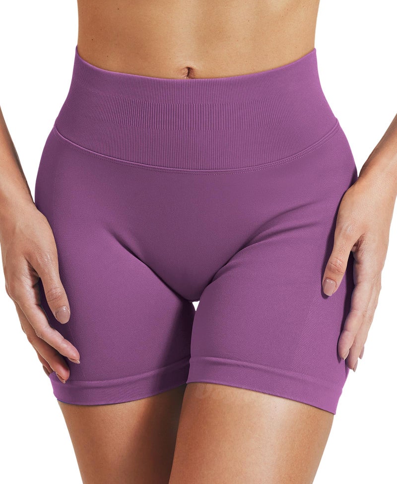 VOYJOY Women Workout Impact Shorts 2.5"/ 3.6"/ 4.5"/ 6" Scrunch Butt Lifting Gym Seamless Booty Biker Shorts Rose Purple - Image 4