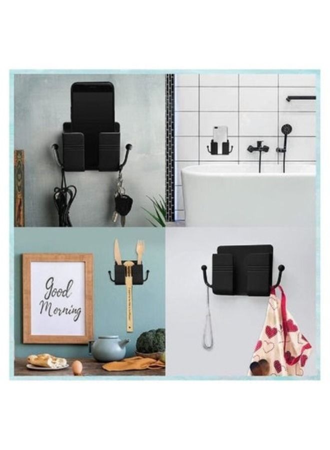 ACLIX Wall Mount Phone Holder Stand Multi Purpose Phone Charging Dock With Adhesive Black - Image 2