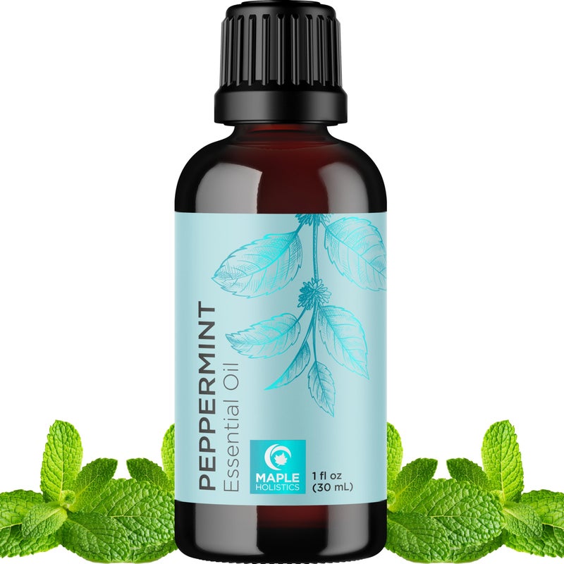 Maple Holistics Peppermint Essential Oil for Diffuser Aromatherapy - 100% Pure Peppermint Oil for Hair Skin and Nails Plus Undiluted Refreshing Aromatherapy Essential Oil for Diffusers Baths and Topical Uses 1oz - Image 1