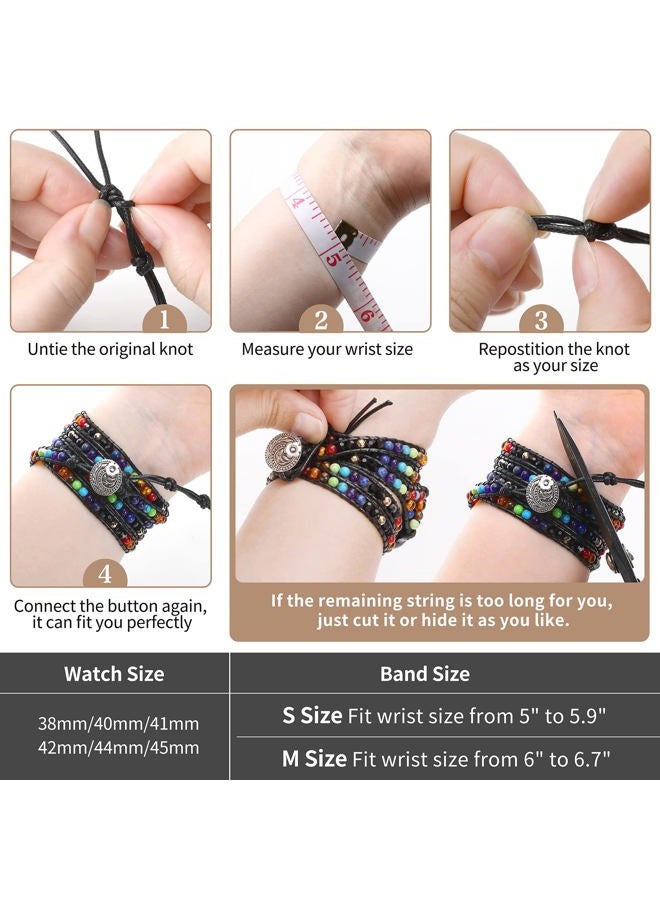 Wingoden 5 Wrap Bracelet Compatible with Beaded Apple Watch Band 41mm/38mm/40mm 45mm/44mm/42mm Handmade Bohemian Tiger Eye iWatch Band Replacement Apple Watch Strap Series 8/7/6/5/4/3/2/1/SE, M Size - Image 5