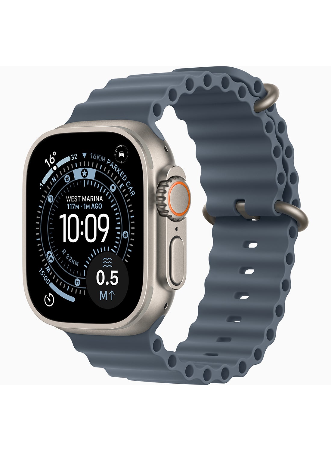 Apple Watch Ultra 3 GPS + Cellular 49mm (Middle East Version) Natural Titanium Case With Anchor Blue Ocean Band