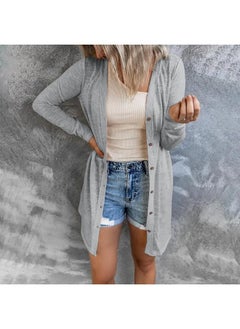 Generic 202 Autumn And Winter Europe And The United States New Women's Long Button Solid Color Casual Long Sleeve Cardigan Women 