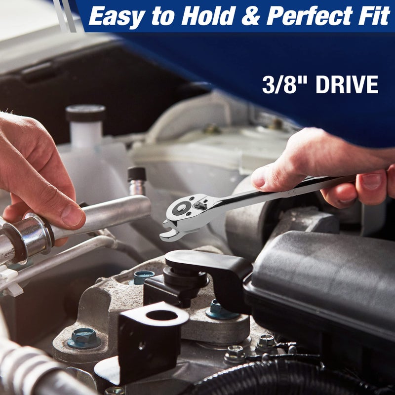 WORKPRO 3/8" Drive Crowfoot Wrench Set, 10-Piece SAE Crowfoot Wrench with Clip-on Organizer, 3/8â€-1â€, Great for Automotive Repair Work Hard-To-Reach Areas - Image 5