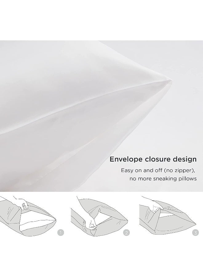 Somerfield Somer Field - Silk Pillowcases For Hair And Skin 2 Pack Standard Size with Envelope Closure (2 Pcs Pillowcases (50 x 75 cm) (White) - Image 4