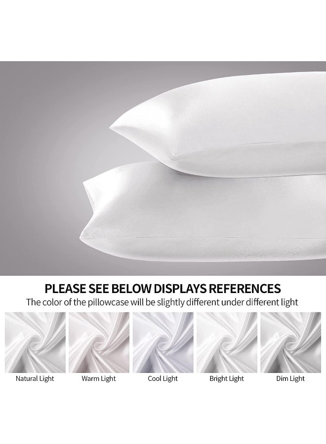 Somerfield Somer Field - Silk Pillowcases For Hair And Skin 2 Pack Standard Size with Envelope Closure (2 Pcs Pillowcases (50 x 75 cm) (White) - Image 5