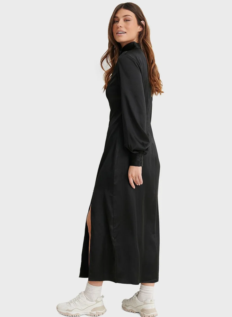 NA-KD High Neck Split Detail Maxi Dress
