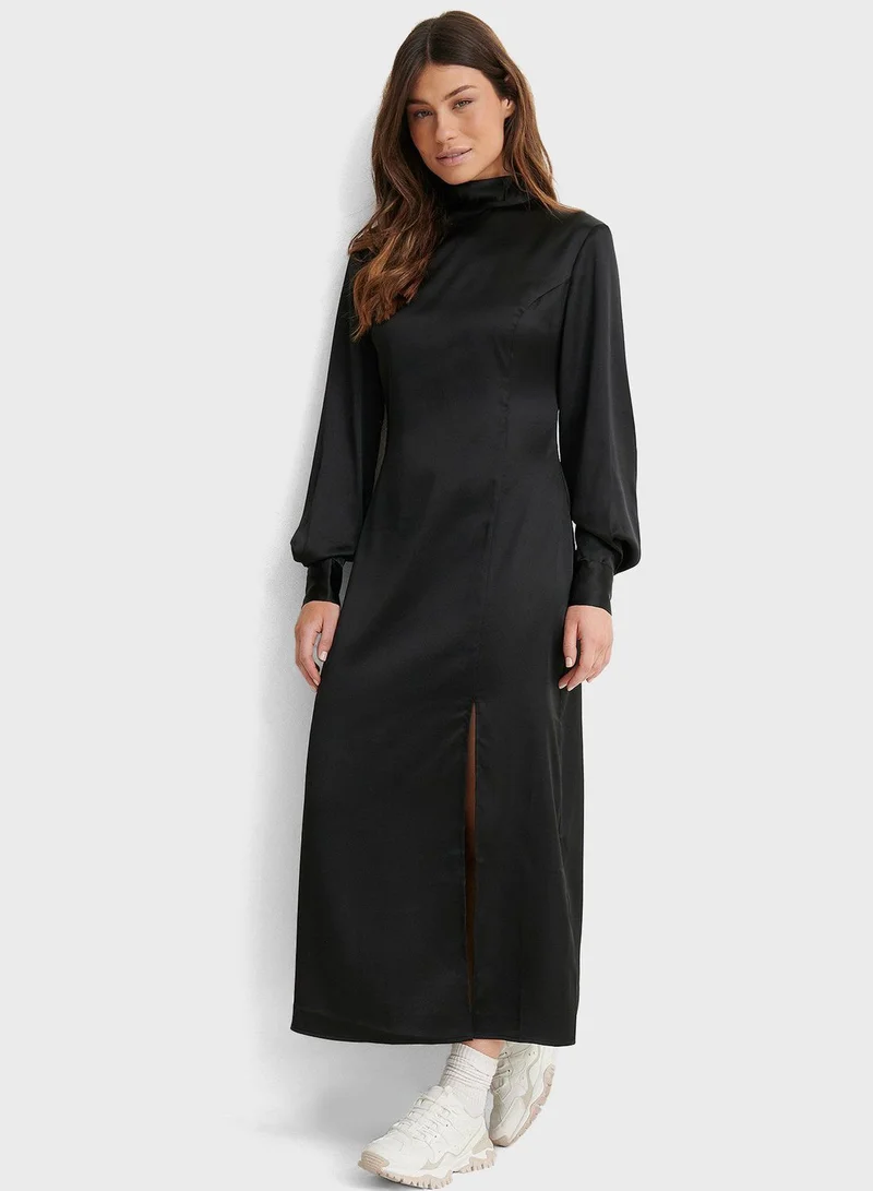 NA-KD High Neck Split Detail Maxi Dress