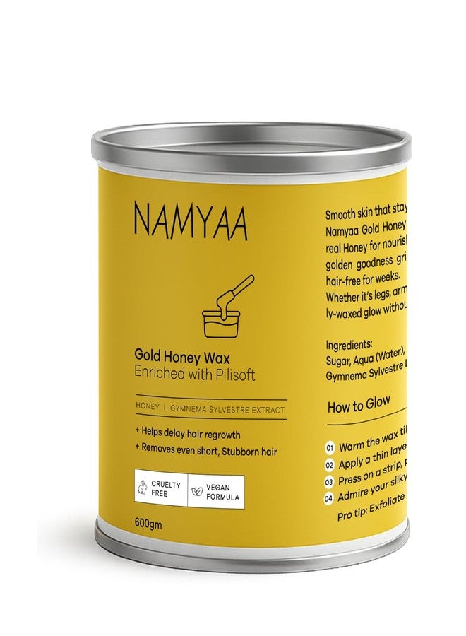 Namyaa Gold Honey Wax 600gm | Painless Wax For Removing Tan, Dead Skin From Legs, Arms, Underarms | Gold Sheen Wax For Women | Suitable For All Skin Types, Pack of 1 - Image 1