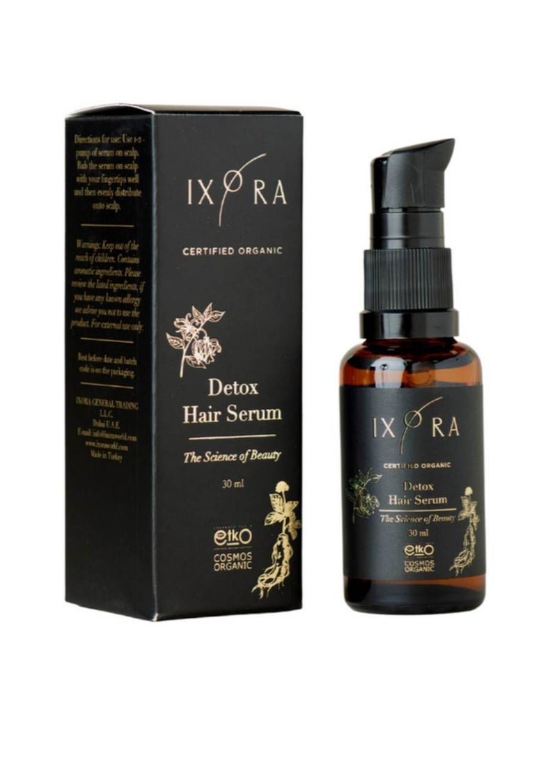 IXORA Organic Detox Hair Serum - Enriched with ginseng & garlic - stimulate hair growth & stop hair loss - 30ml - Image 2