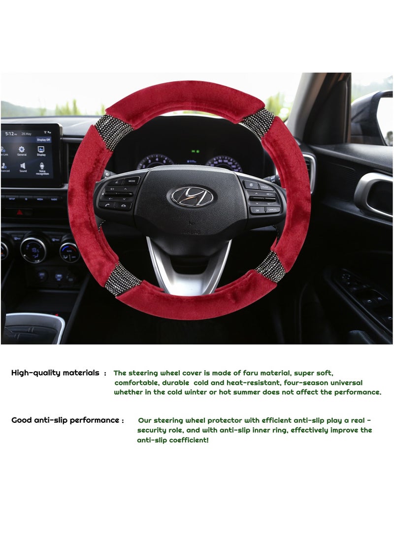 Agc Fluffy Steering Wheel Cover Soft Smooth Fur Premium Car Steering Cover Size Medium 38cm - Image 4
