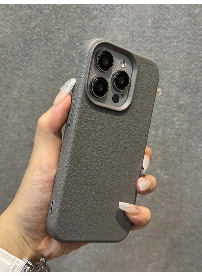 ShebSheb - Faux Leather Texture Phone Case Compatible with iPhone 15 Pro Max,Slim TPU Soft Shockproof Protective Case - Image 1