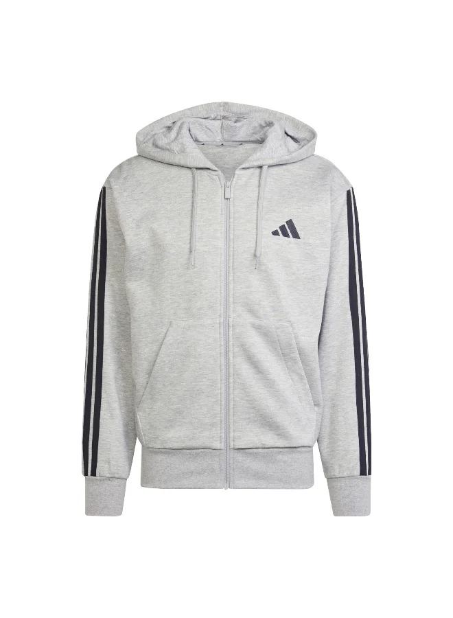 Adidas M 3S Fl Fz Hd Grey Training Track Tops For Men XS