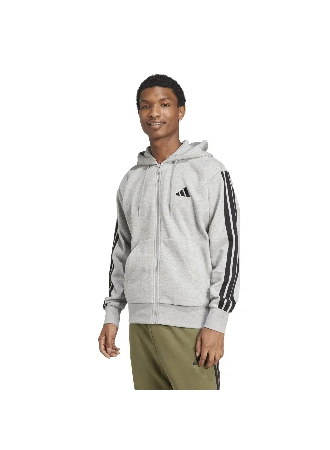 Adidas M 3S Fl Fz Hd Grey Training Track Tops For Men XS