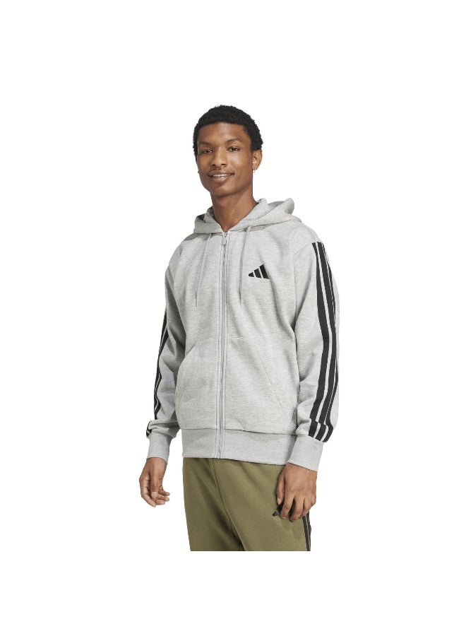 Adidas M 3S Fl Fz Hd Grey Training Track Tops For Men XS  - Image 2