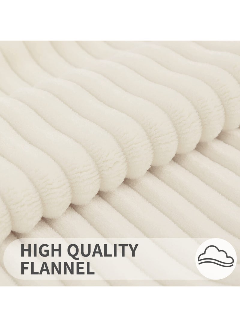 2 Pack of Throw Pillow Cover, Corduroy Soft Decorative, Cushion Covers for Sofa Living Room Home Decor, 45x45 cm (Striped Cream)  - Image 3