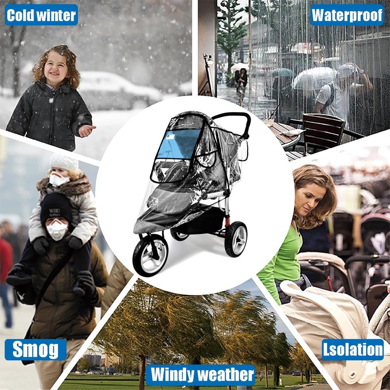 Vaxaape Stroller Rain Cover,Universal Stroller Accessory,Waterproof,Windproof Protection,Protect from Dust Snow,Baby Travel Weather Shield,Clear - Image 5