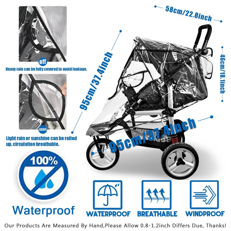 Vaxaape Stroller Rain Cover,Universal Stroller Accessory,Waterproof,Windproof Protection,Protect from Dust Snow,Baby Travel Weather Shield,Clear - Image 3