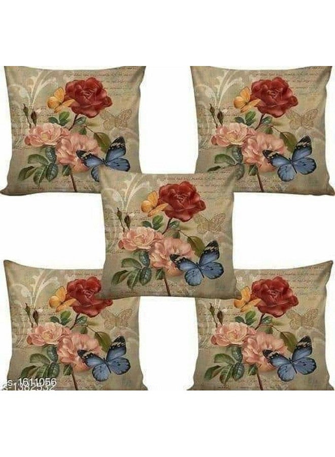 ROYAL SECRET Set Of 5 Decorative Hand Made Jute Throw/Pillow Cushion Covers - (16 X 16 Inches) T( Multicolor), 140 TC - Image 1