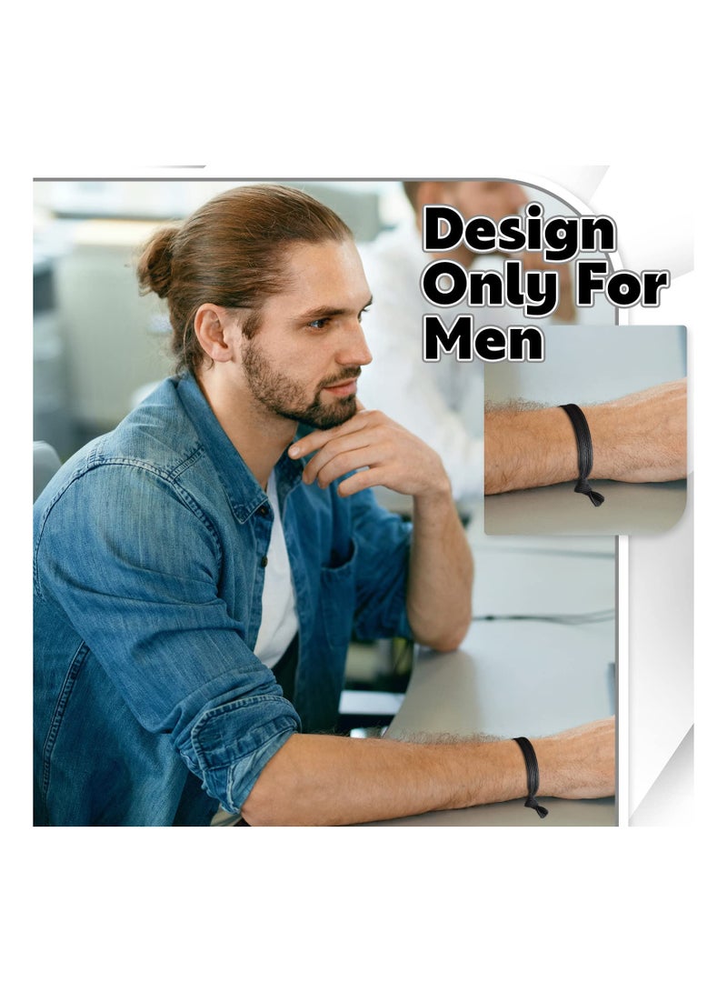 Loquat Mens Hair Ties, 36 Pcs Knotted  Elastic Flat Man Bun Hair Tie No Crease Breakage Hair Ties for Guys Strong Ponytail Holders for Men Black Man Bun Accessories Hair Bands Men with Thick Long Curly Hair - Image 5