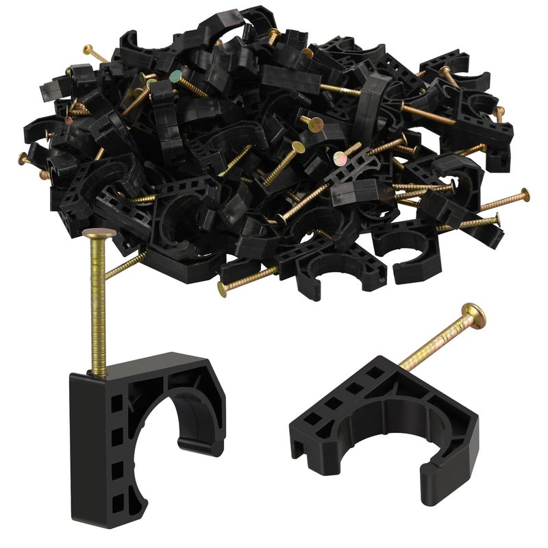 PXZBLG 50 Pack 3/4" Half Clamps J-Hook with Nails Set, J Clamps for PEX, Copper, CPVC Tubing Connections - Image 1