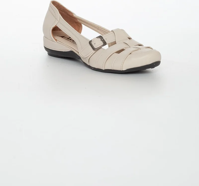 Dilimler Ayakkabı Slices Shoes Buckle Beige Women's Ballerinas