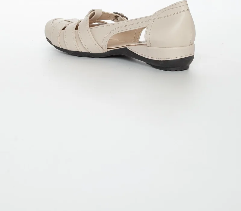 Dilimler Ayakkabı Slices Shoes Buckle Beige Women's Ballerinas