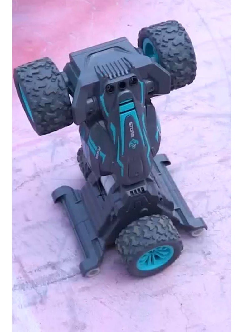 RC Remote Control Stunt Car, Off-Road Vehicle with All-Terrain Tires, High Speed Racing Toy in Black and Green - Image 1