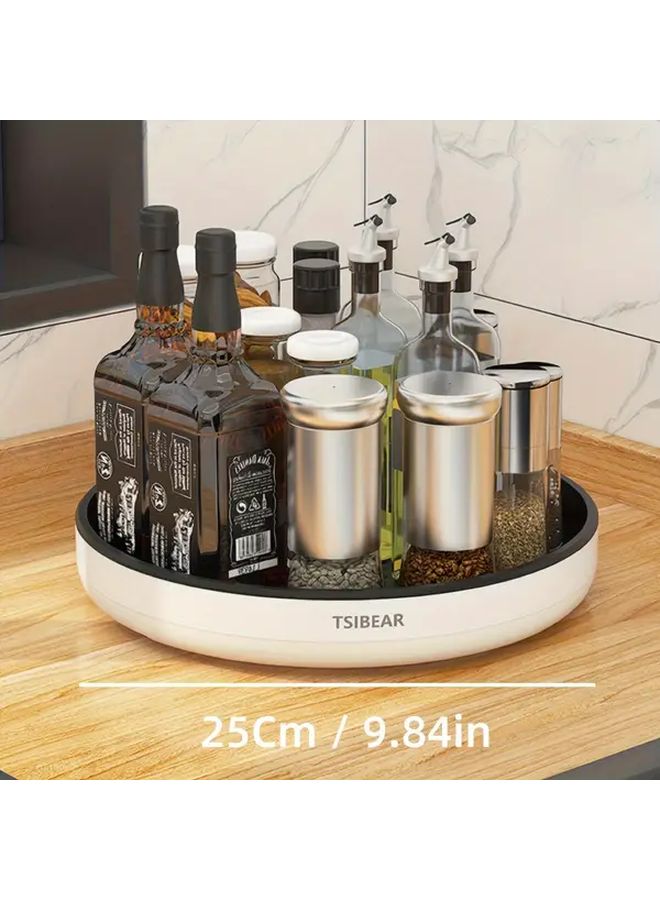 2pcs 11.8 Inch Black 360 Rotating Kitchen Storage Rack Multifunctional Spice Bottle Tray Organizer - Image 2