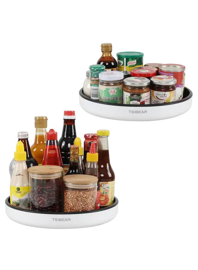 2pcs 11.8 Inch Black 360 Rotating Kitchen Storage Rack Multifunctional Spice Bottle Tray Organizer - Image 5