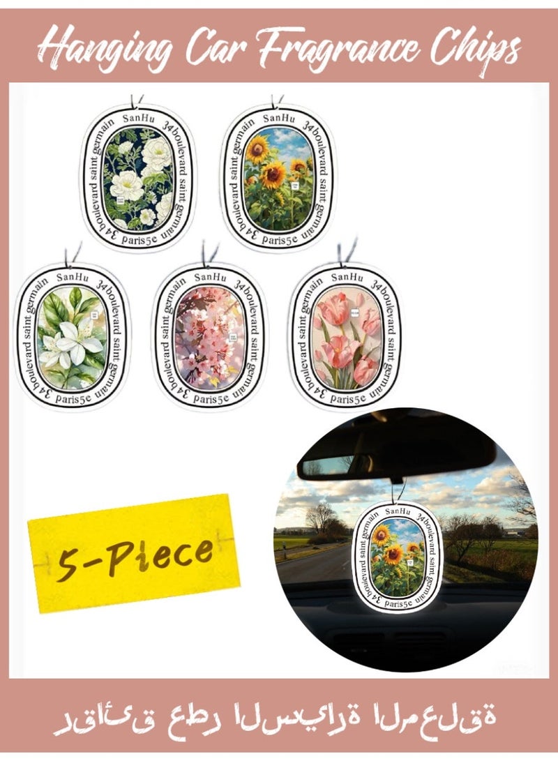 5-Piece Hanging Car Fragrance Chips, Fresh & Mild Scent Car Air Freshener, Effective Odor Remover for Vehicle, Clothes Cabinet & Wardrobe - Image 1