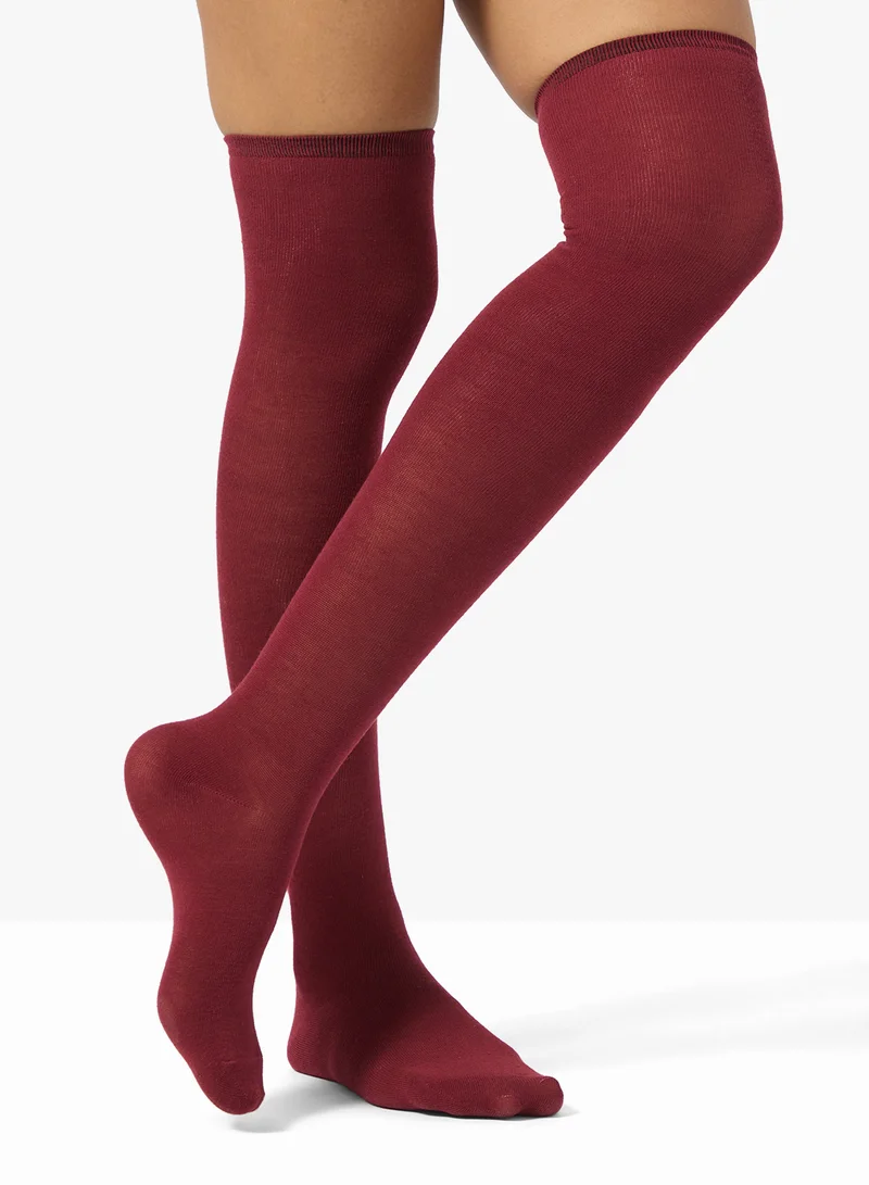 Ginger Over The Knee Solid Socks