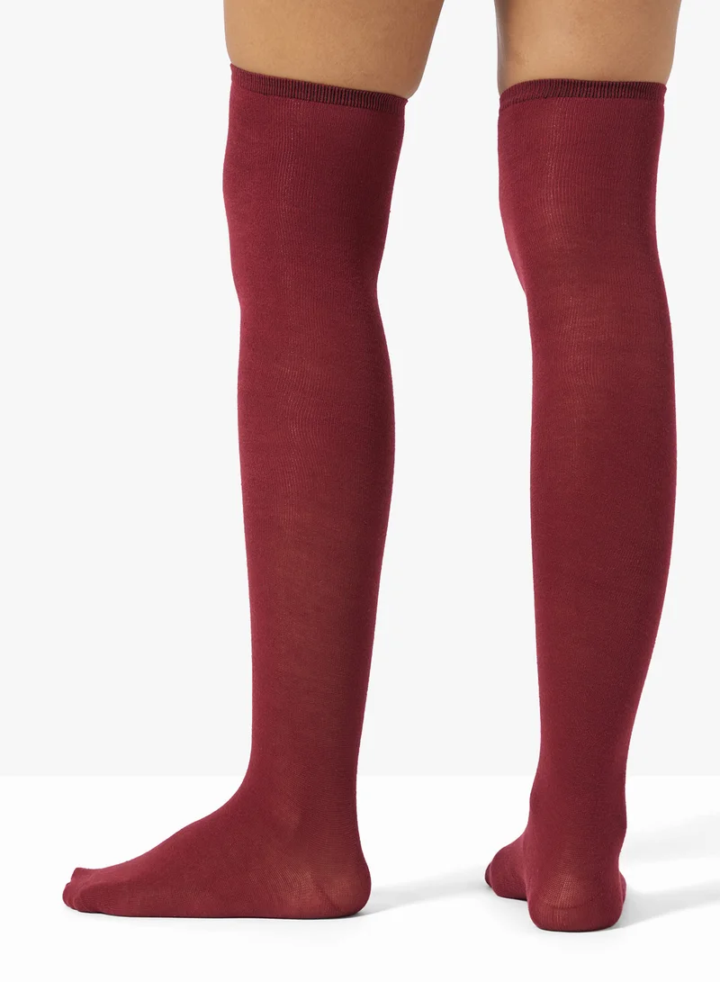 Ginger Over The Knee Solid Socks