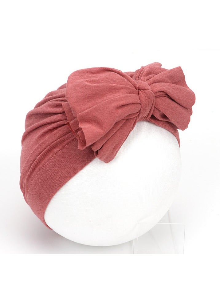 Generic - Newborn Cotton Bowtie Pullover Hat Dirty Pink - Image 1