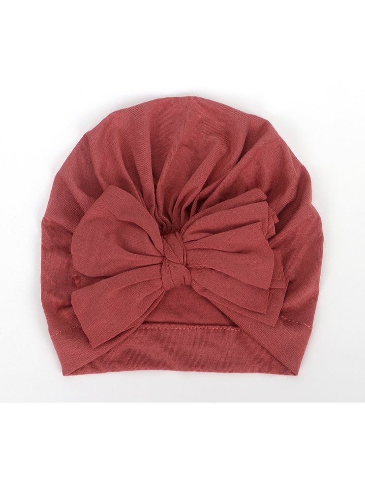 Generic - Newborn Cotton Bowtie Pullover Hat Dirty Pink - Image 1