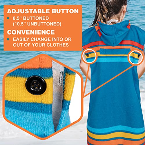 Suncube SUN CUBE Kids Changing Robe Surf Poncho, Kids Beach Towels, Hooded Towel for Toddler Bath Pool, Microfiber Quick Dry Wearable Towel Poncho with Hood, Swim Towel for Boys Girls 3-7 Years, Sunset Blue - Image 5