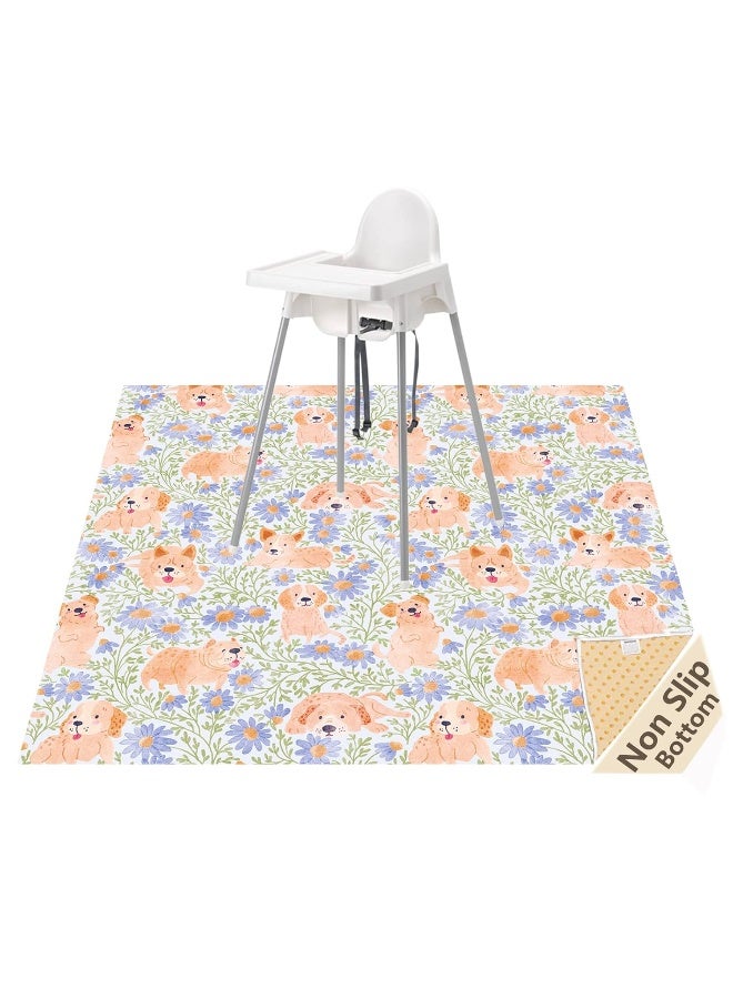 Womumon Splat Mat for Under High Chair/Arts/Crafts, Waterproof and Anti-Slip Splash Mat Floor Protector, Washable Highchair Floor Mat, 51 Inch Reusable Messy Mat and Baby Feeding Table Cloth - Image 1