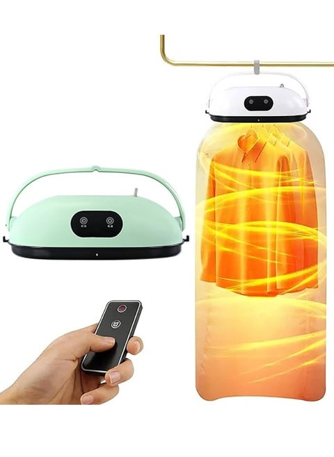 Portable Clothes Dryer with Remote Control Use for Clothes Foldable Mini Clothes Drying Machine with Dryer Bag for Apartments Travel Dorm RVs Green