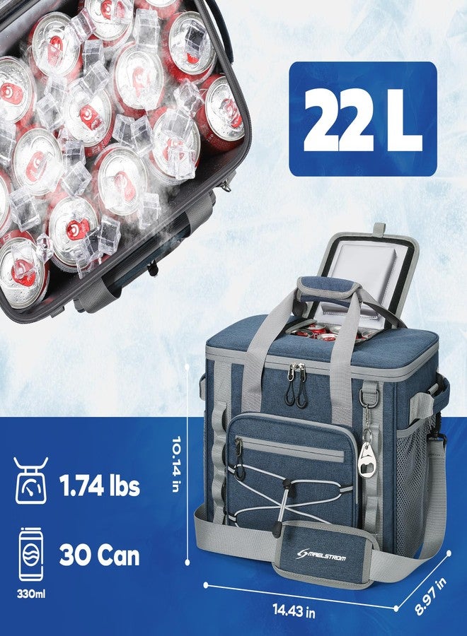 Maelstrom Soft Cooler Bag,Soft Sided Cooler,30 Cans Collapsible Cooler with Velcro Top,Insulated Ice Chest,Large Leakproof Camping Cooler for Kayaking,Beach,Travel,Blue - Image 5