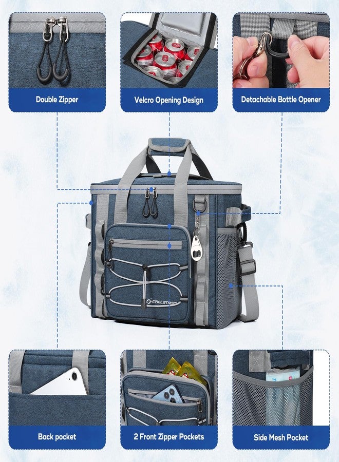Maelstrom Soft Cooler Bag,Soft Sided Cooler,30 Cans Collapsible Cooler with Velcro Top,Insulated Ice Chest,Large Leakproof Camping Cooler for Kayaking,Beach,Travel,Blue - Image 4