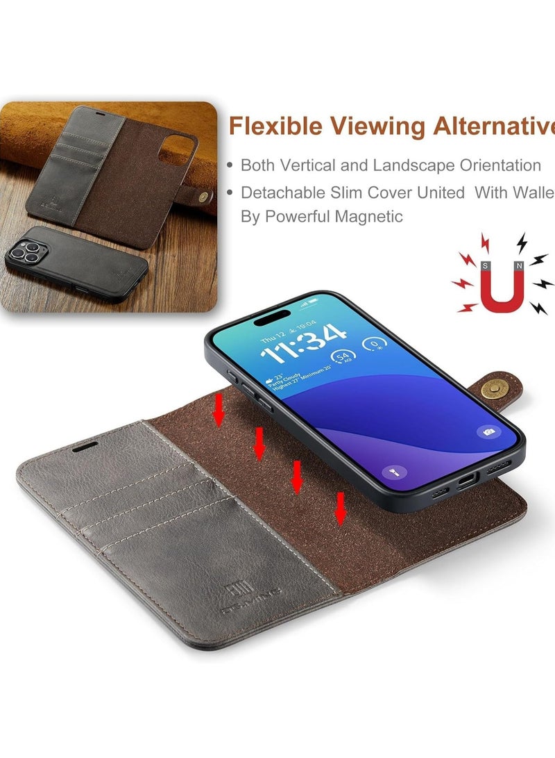 General 2-in-1 Detachable Magnetic Case Compatible with iPhone 16 Pro Max, Leather Wallet Case with 3 Card Slots, Shockproof Case for iPhone 16 Pro Ma  - Image 3