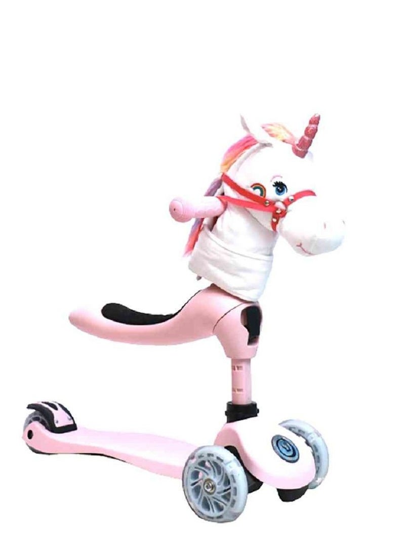 Foaldee - Foaldee 2-in-1 Pink Unicorn Head Scooter for Kids – Fun Ride-On Toy & Push Scooter for Toddlers | Safe & Interactive Ride for Children - Image 1