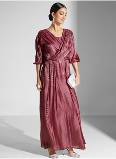 Embellished Pleated Dress