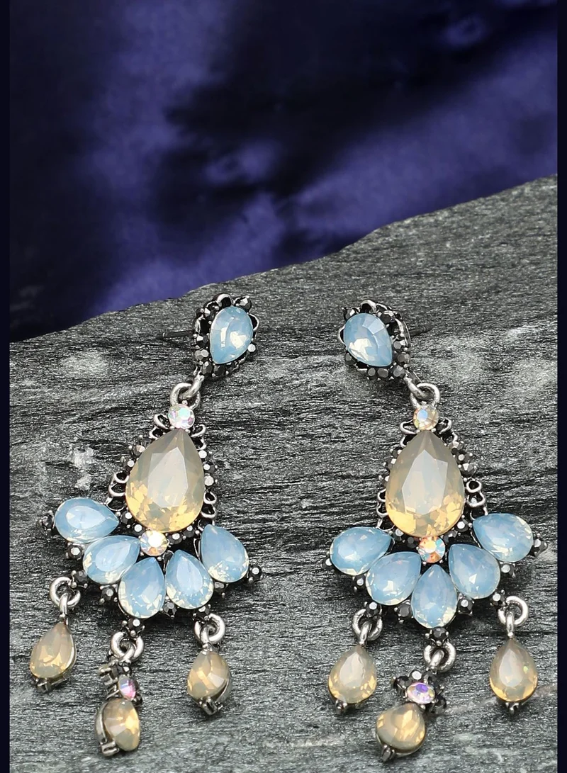 SOHI Silver Plated Designer Stone Drop Earring