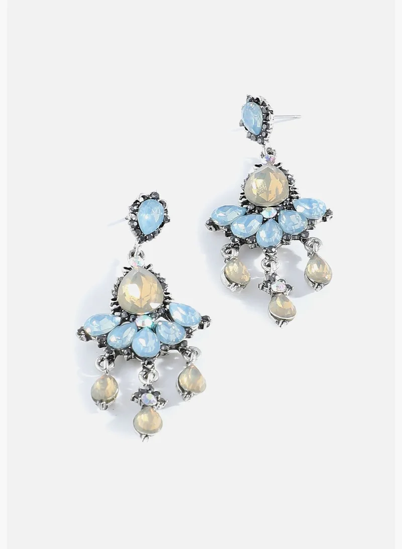 SOHI Silver Plated Designer Stone Drop Earring